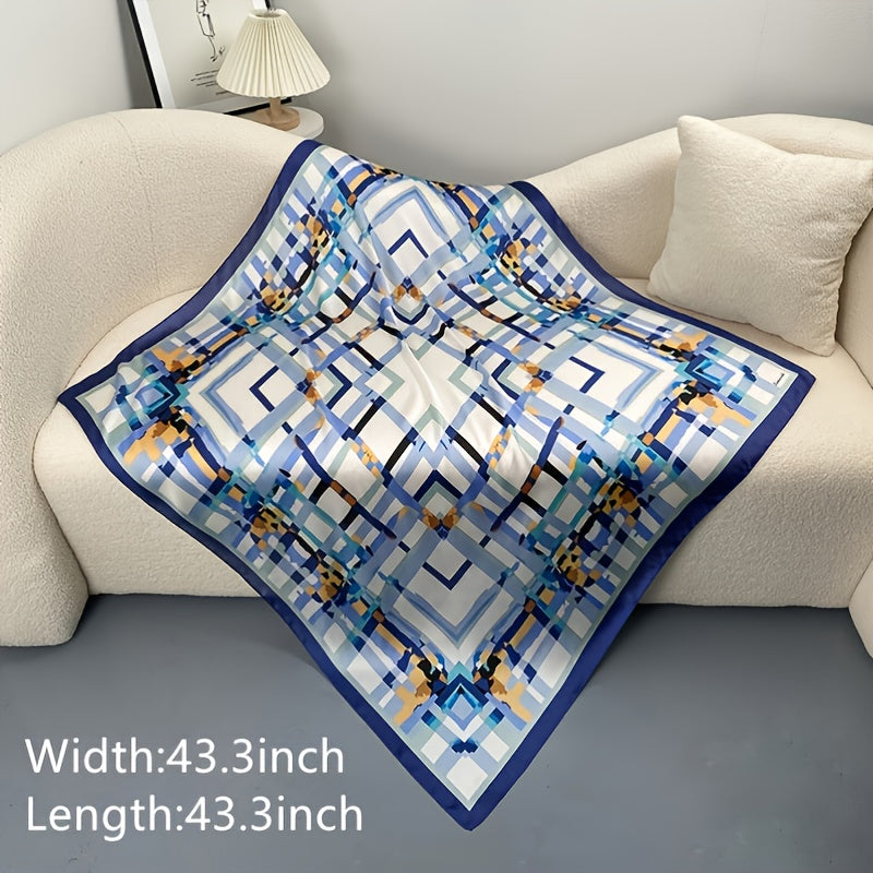 Grid Print Bandana Square Scarf