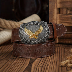 Vintage Pattern Buckle PU Leather Belt For Men