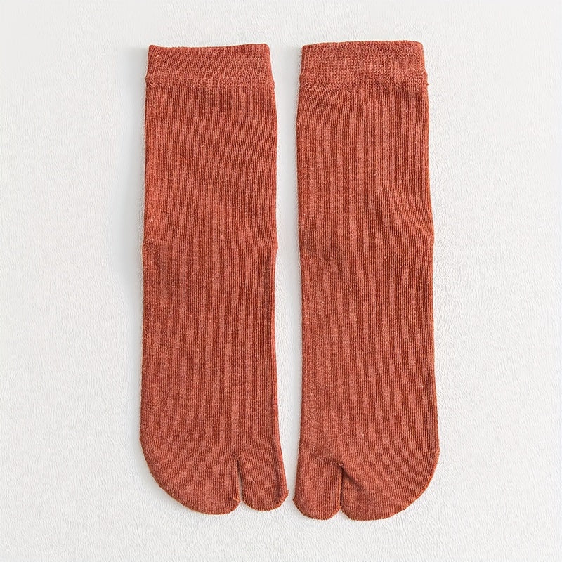1pair Two Finger Socks Two Toe Socks Medium Leg Socks Cotton Socks