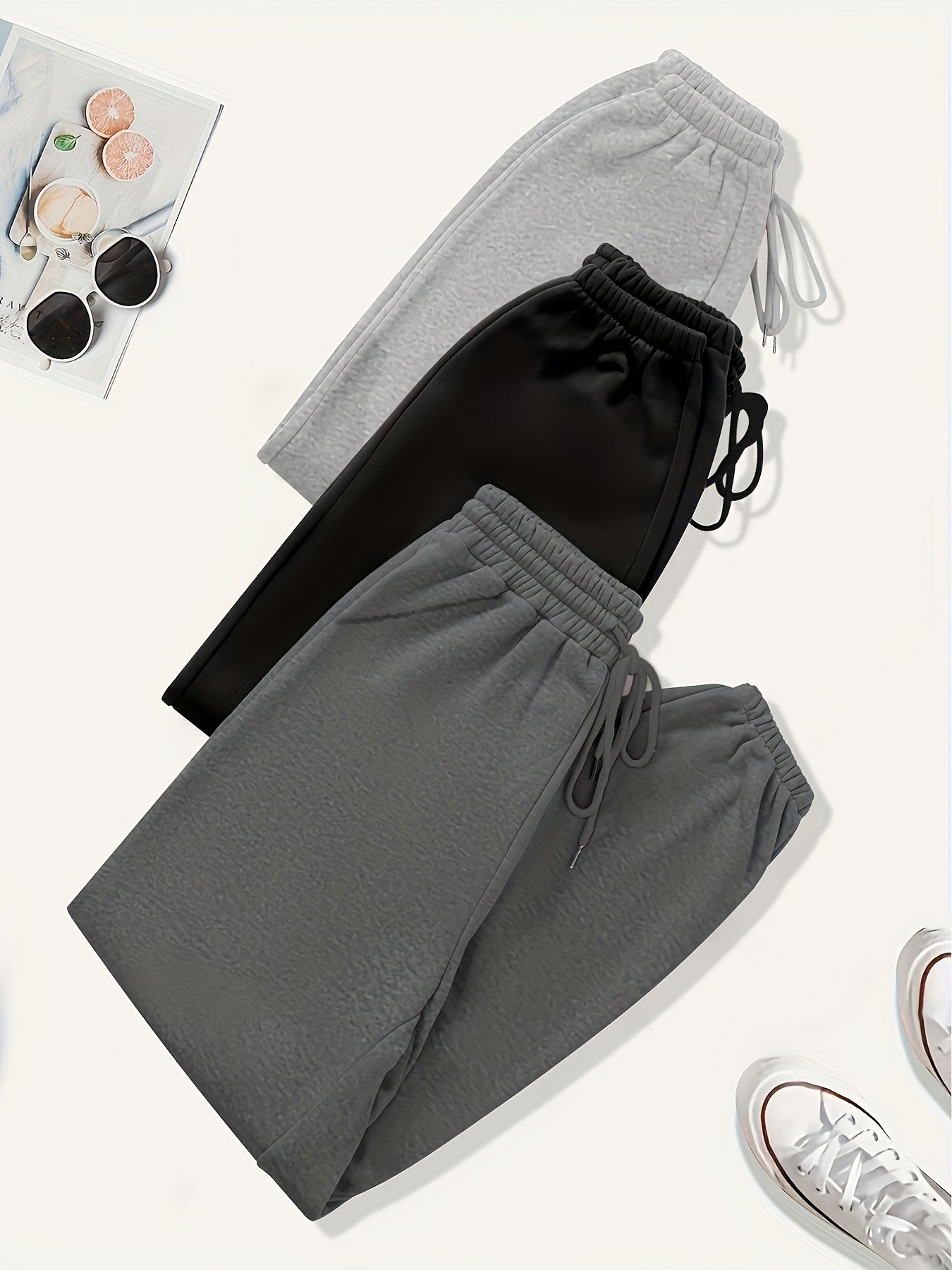 3-Pack Women's Sporty Pants Set Plus Size Elastic Joggers Three Piece Set