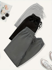 3-Pack Women's Sporty Pants Set Plus Size Elastic Joggers Three Piece Set