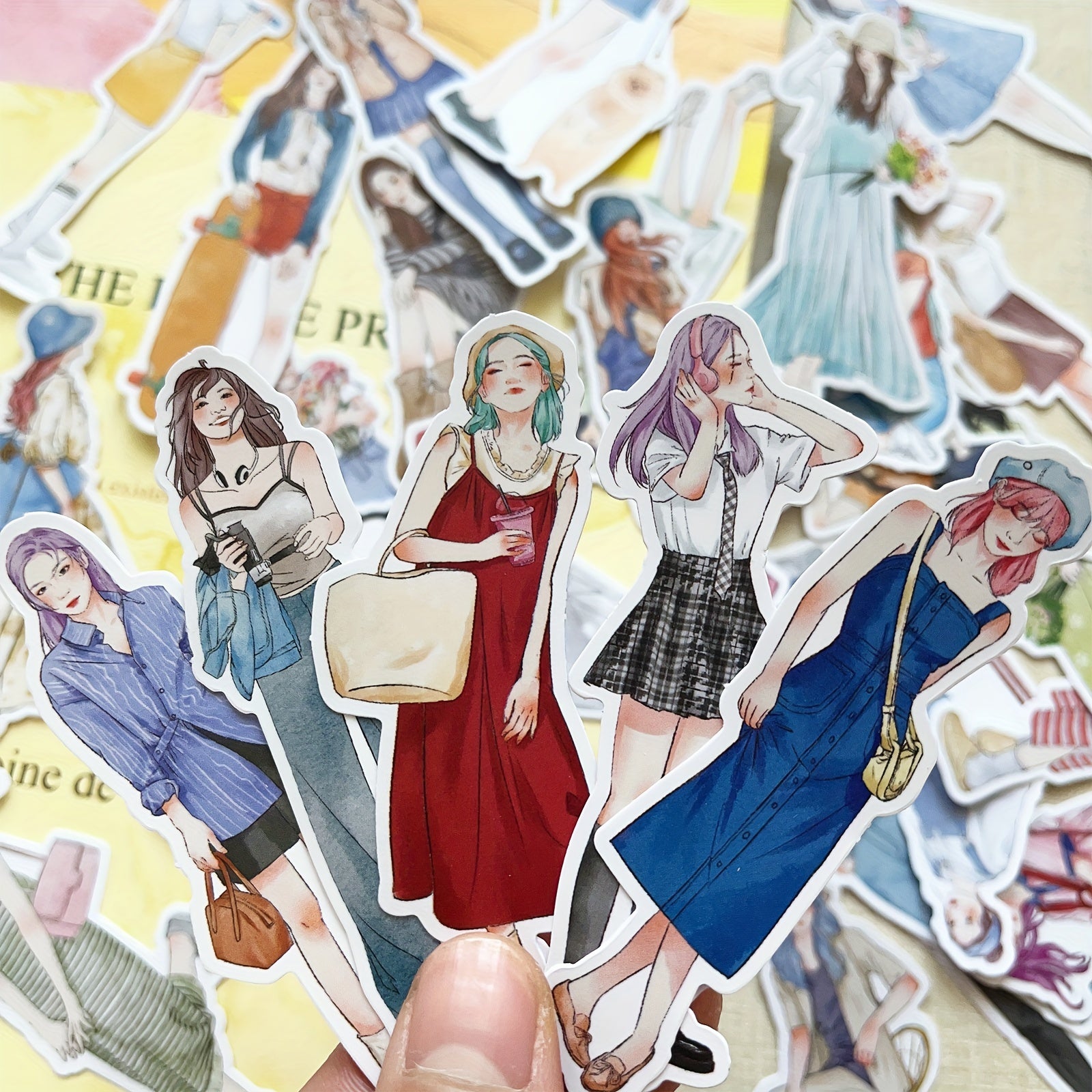 50pcs Girls Women Spring Summer Style Stickers for Journaling Scrapbooking