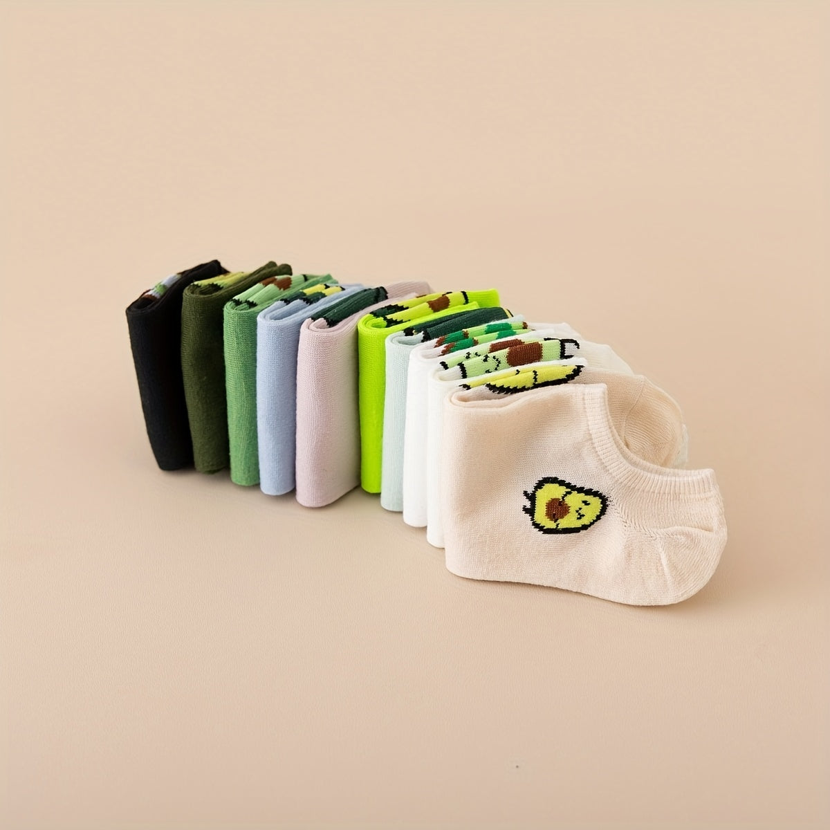 10 Pairs Avocado Print Socks & Ankle Socks Women's Stockings