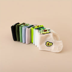 10 Pairs Avocado Print Socks & Ankle Socks Women's Stockings