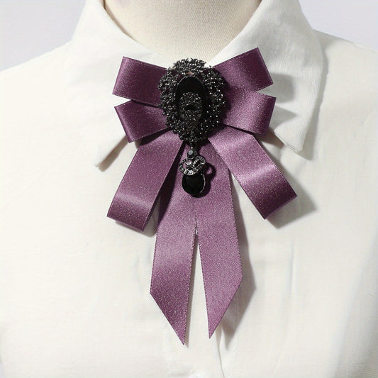 Baroque Style Purple Crystal Pendant Bow Tie