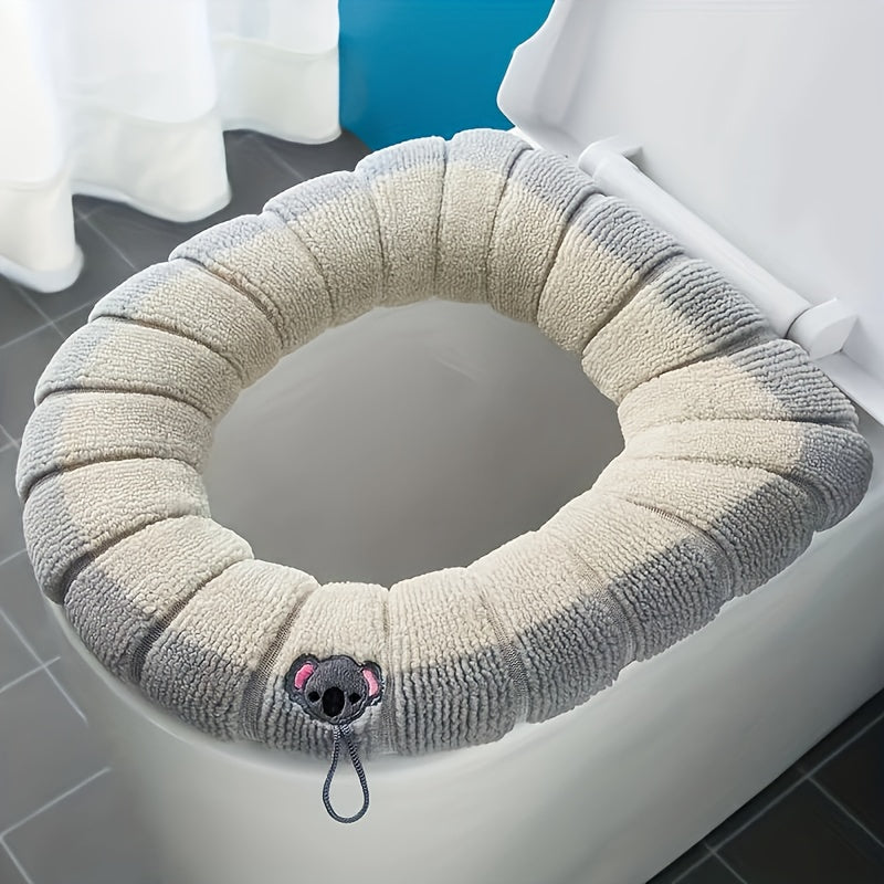 Thickened Knitted Toilet Seat Cover with Handle