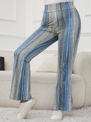 Women's Plus Stripe Print Flared Leg Trousers