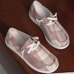 Women's Plaid Canvas Shoes Casual Sneakers Lace Up Outdoor All Match