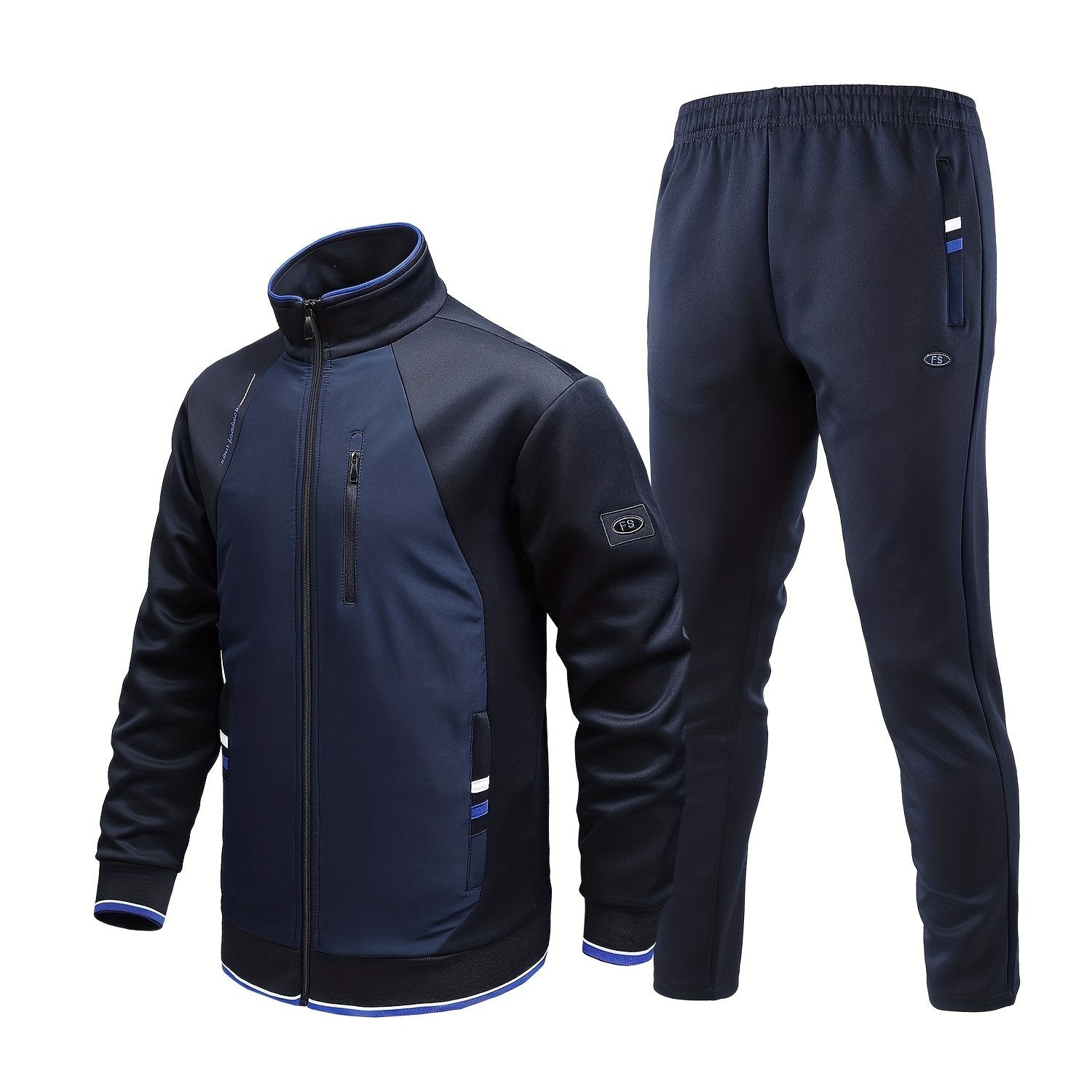 Men's Zip Jacket & Stretch Pants Set for Outdoors & Comfort