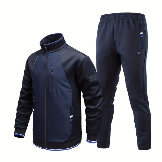 Men's Zip Jacket & Stretch Pants Set for Outdoors & Comfort