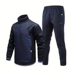 Men's Zip Jacket & Stretch Pants Set for Outdoors & Comfort