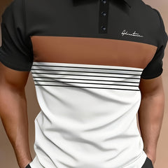 Men's Vintage Striped Lapel Short Sleeve Shirt