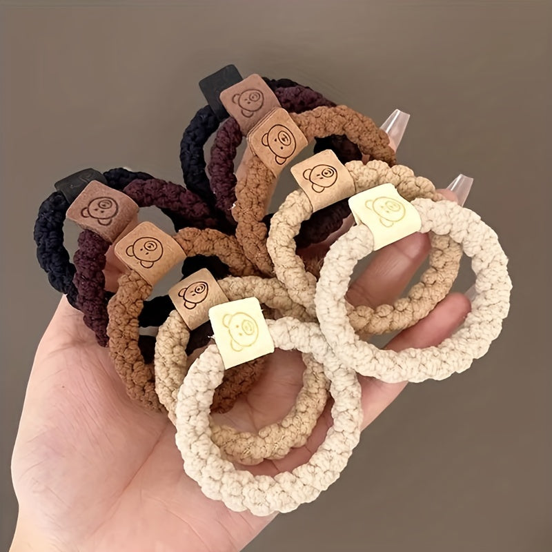 5pcs Bear Elastic Head Rope Thickened Hair Ring For Girls