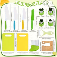 13pcs Kids' Cooking Set with Safe Knives Cutting Board & More