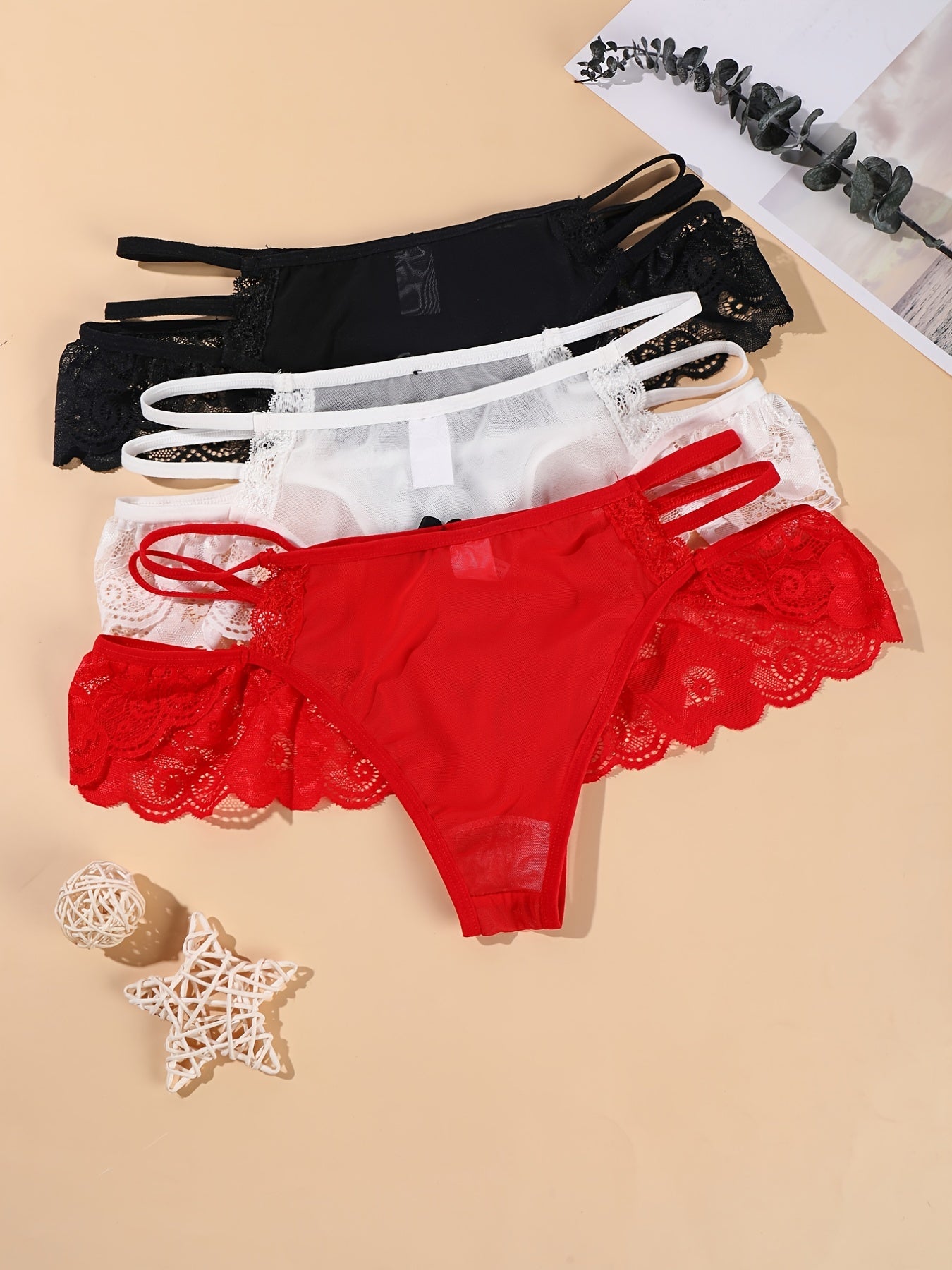 Women's Plus Size Bow Panties Thongs Set