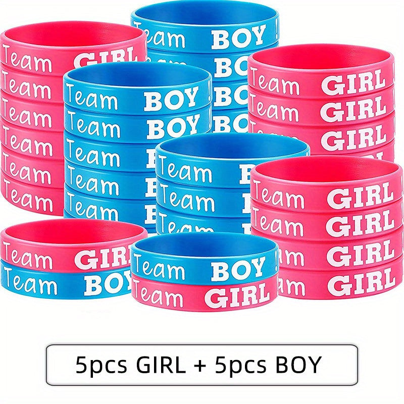 10pcs Gender Reveal Bracelets - Team Boy and Team Girl Wristbands