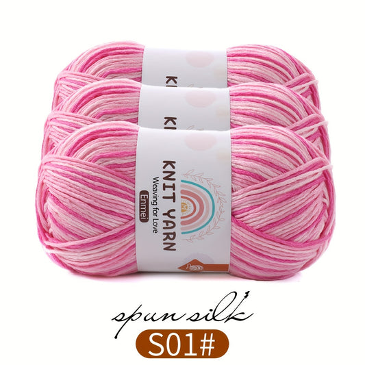 3pcs Colored Yarn Gradient Dyed Milk Cotton Thread for Knitting Crochet Crafts