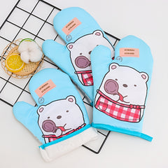 2pcs Oven Mitts Gentleman Print Pattern Gloves Mat Set