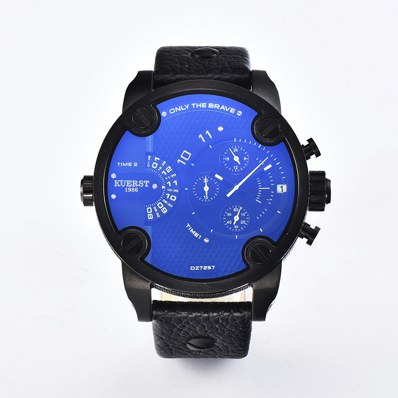 KUERST Dual Time Zone Large Dial Quartz Watch Waterproof Sports Watch