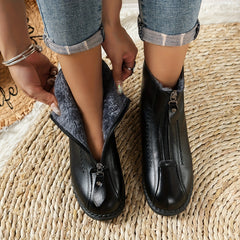 Zipper Front Winter Flat Sneakers Women's Boots