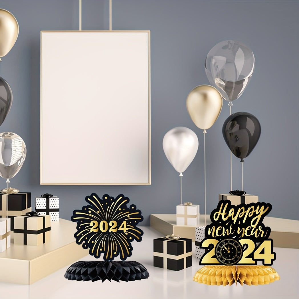 9pcs Golden Years Honeycomb Decorations Party Supplies 3D Table Topper