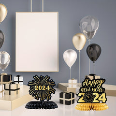 9pcs Golden Years Honeycomb Decorations Party Supplies 3D Table Topper