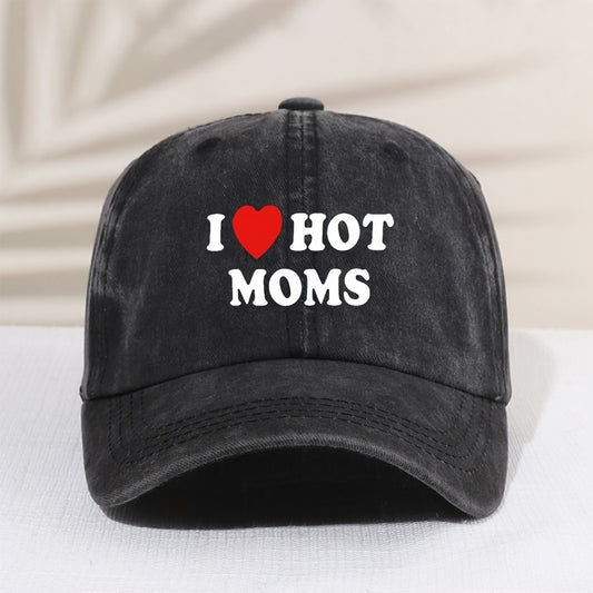 Girl's Mesh Printed I Love My Hot Moms Distressed Baseball Cap For Kids