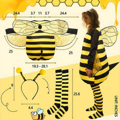 Women's Halloween Bee Costume Dress with Wings Yellow