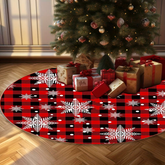 Red Tree Skirt Christmas Decorations Farmhouse Holiday Home Party Decor