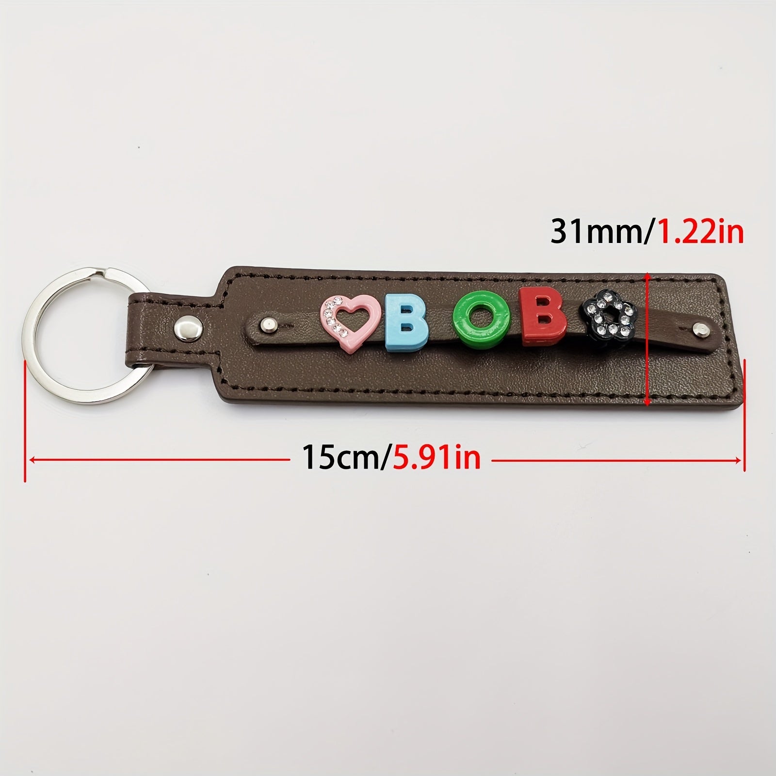 Customizable Dark Brown Pet Memorial Keychain with Colorful Letter String