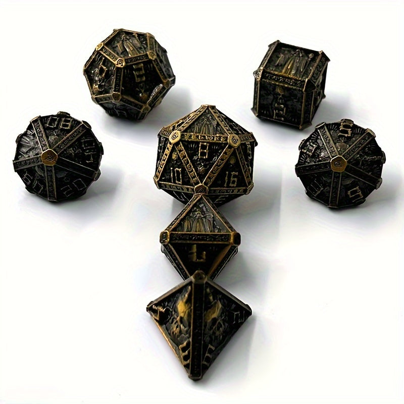 7pcs Wizard Metal Solid Dice for Table Game Entertainment
