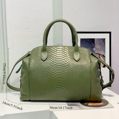 Vintage Crocodile Pattern Crossbody Bag with Zipper Closure