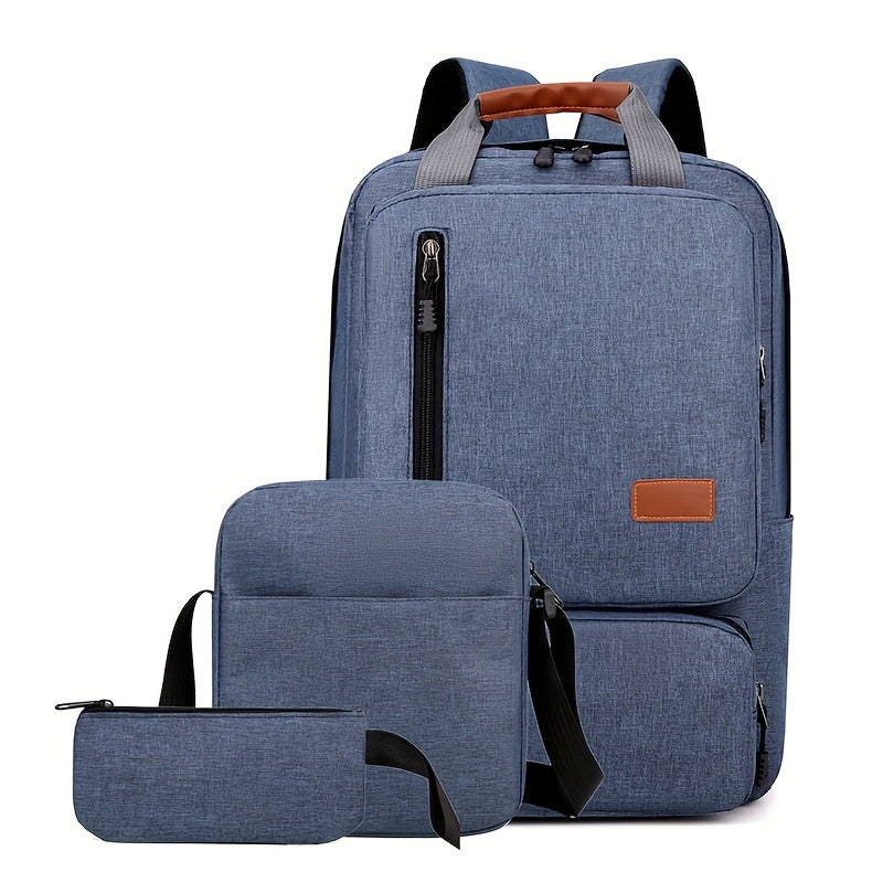 Men Backpack Business Three-piece Set Commuter Bag Large Capacity