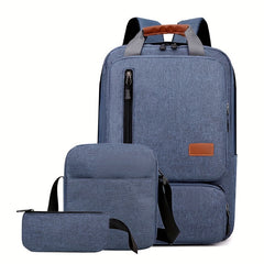 Men Backpack Business Three-piece Set Commuter Bag Large Capacity