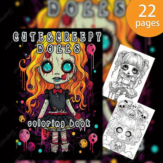 Deluxe Creepy Dolls Coloring Book for Adults - Gothic Cover - Halloween