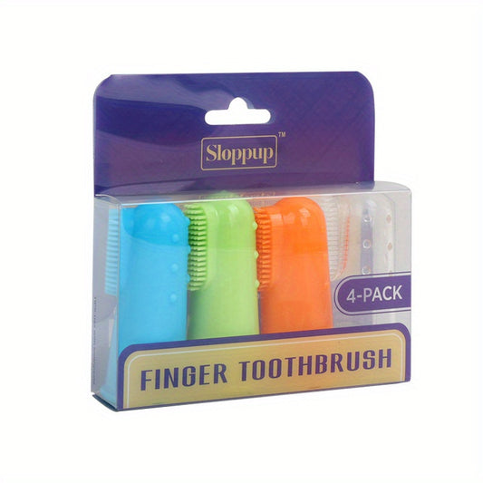 4 Pack Pet Finger Toothbrush Soft Silicone Bristles