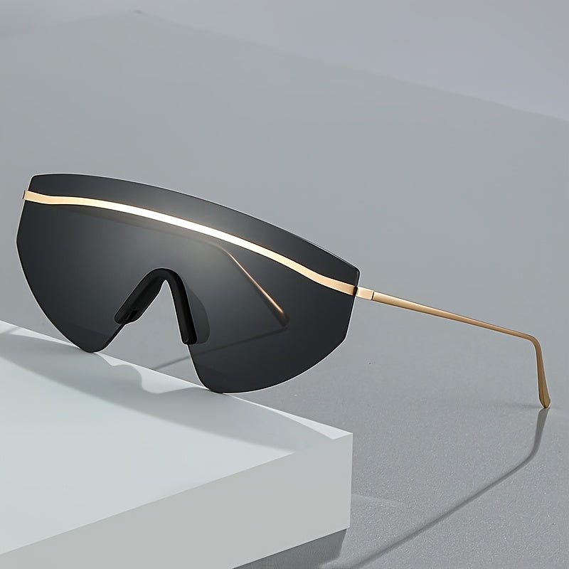 Y2K Rimless Sunglasses Gradient Lens Metal Temple Glasses