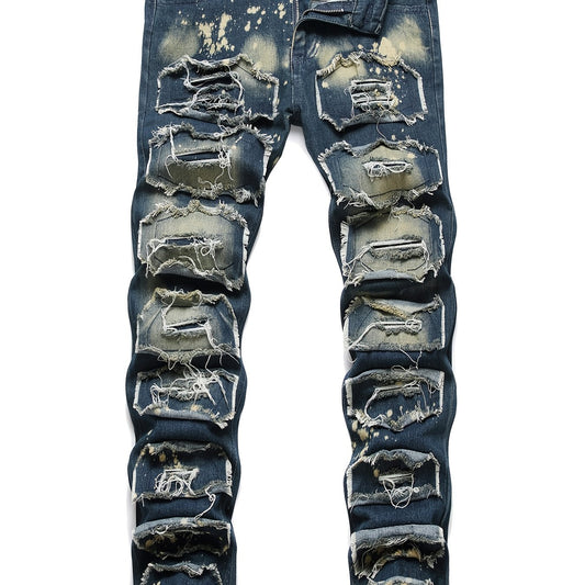 Slim Fit Tassel Decoration Jeans Men's Casual Street Style Denim Pants