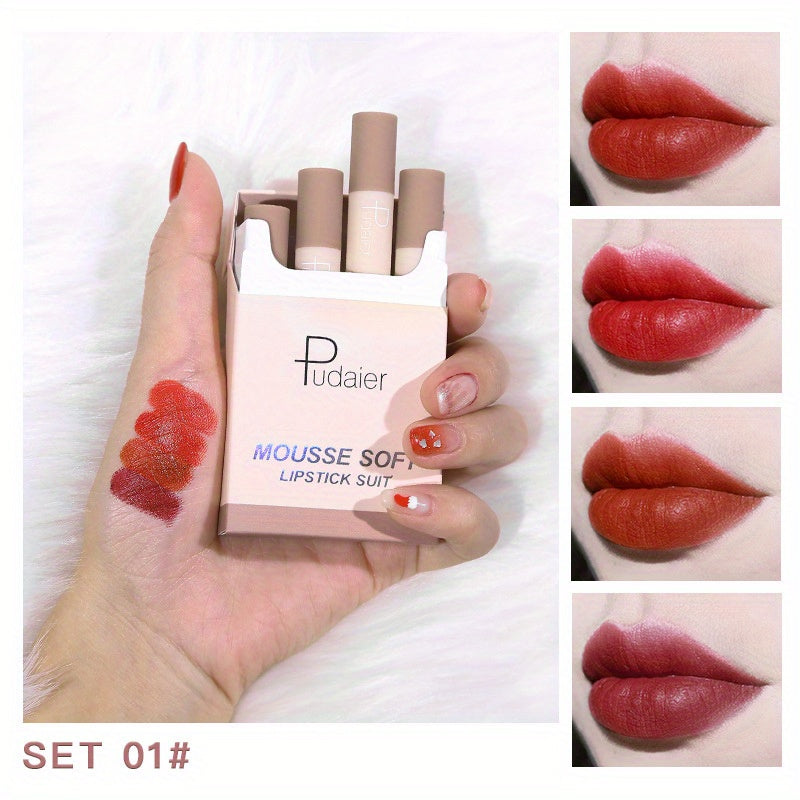 4Pcs Soft Velvet Liquid Lipstick Set Long Lasting Moisturising Lip Stain