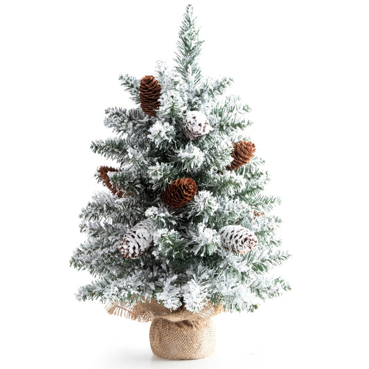 Small Christmas Tree With Lights 8 Light Modes Flocked Artificial Tree