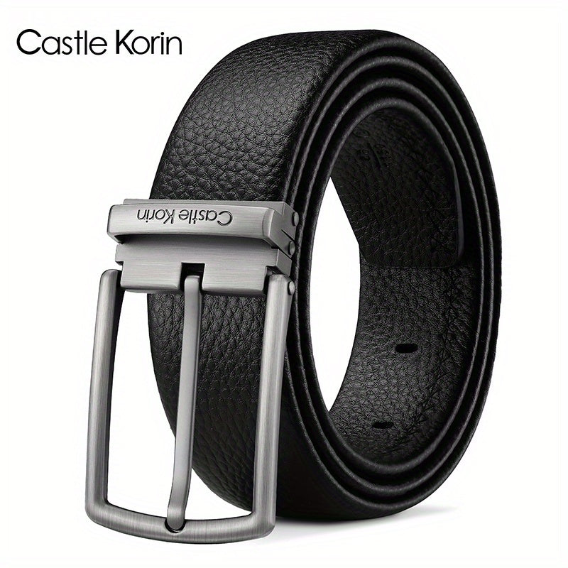 Men's High Leather Belt First Layer Cowhide Alloy Buckle - 37in Wide