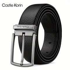 Men's High Leather Belt First Layer Cowhide Alloy Buckle - 37in Wide