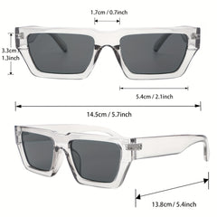 Vintage Rectangle Sunglasses Men Women 90s Retro Chunky Sun Shades