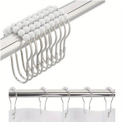 12pcs Stainless Steel Shower Curtain Hooks Rings Bathroom Accessories