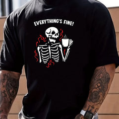 Skeleton Print Men's Graphic Crew Neck Tshirt for Summer