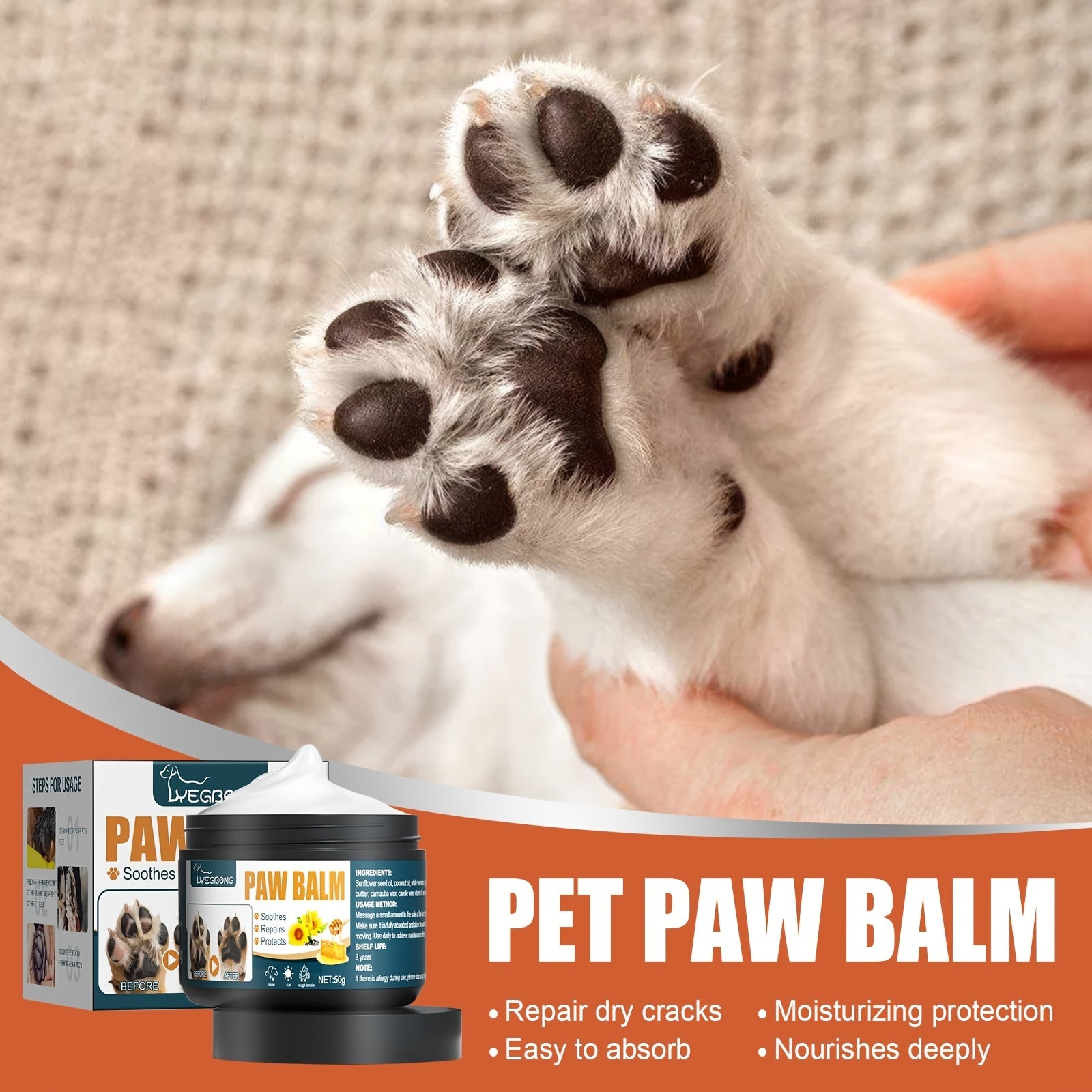 Pet Paw Cream for Dogs and Cats - Soothes and Heals Dry Paws