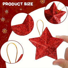 18pcs Golden Star Christmas Tree Ornaments 3D PVC Decorations