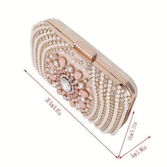 Rhinestone Evening Bag Faux Pearl Clutch Purse for Party