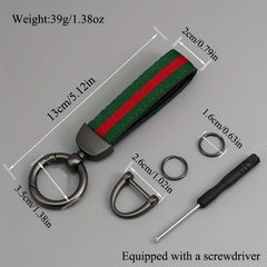 Men's Striped Nylon Ribbon Keychain Pendant