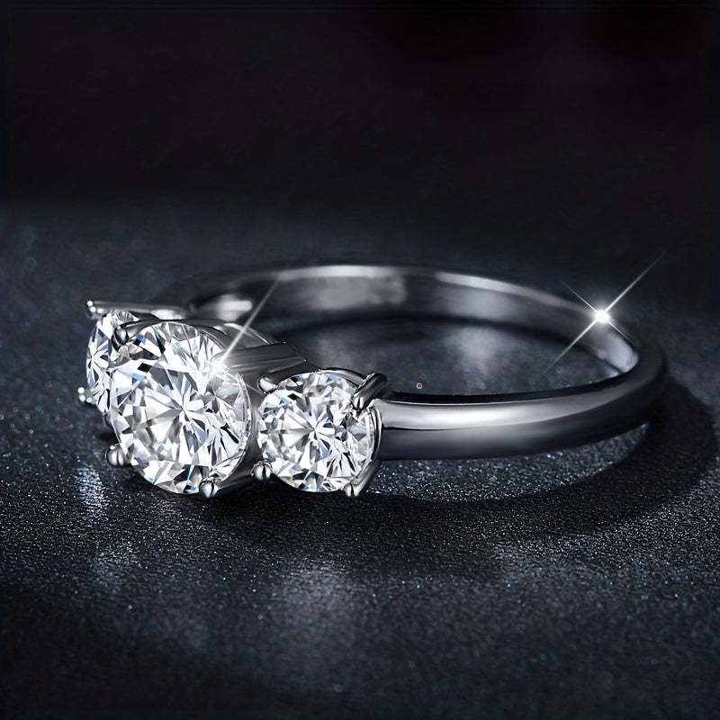 Three Stones 2CT Moissanite Ring S925 Sterling Silver Ring For Women